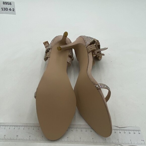 FSJ Champagne Wedding Shoes Rhinestone Stiletto Heels Bridal Sandals - Picture 7 of 7